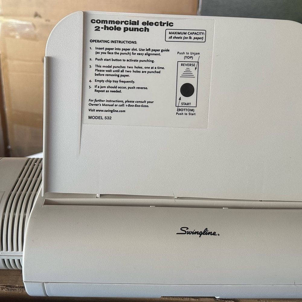 Swingline Commercial Electric 2-Hole Punch - White